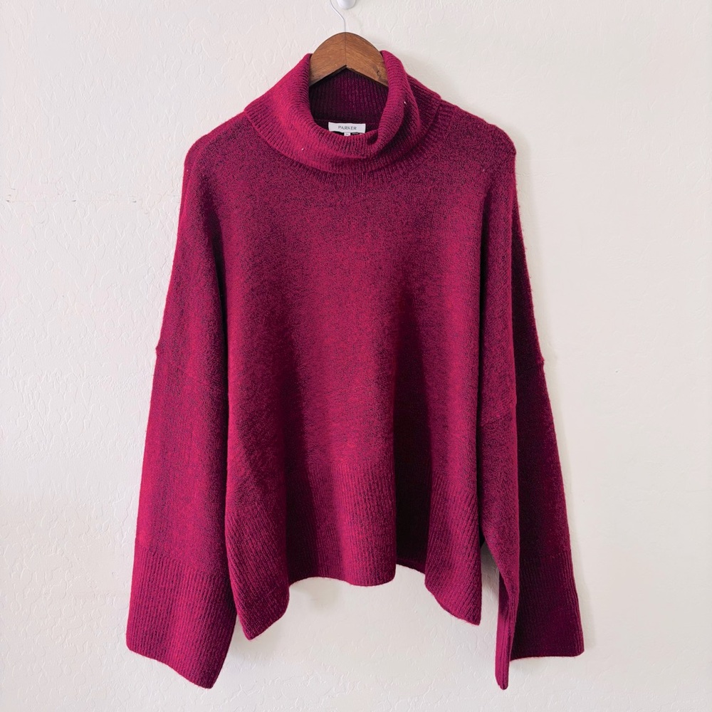Parker Magenta Ribbed Cowl Neck Sweater XL